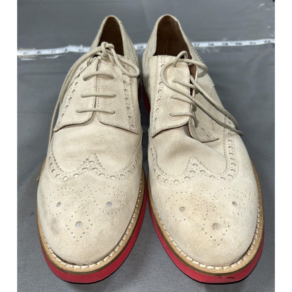 Del Toro Shoes Mens Size 12 Beige Suede Wingtip Brogue Red Sole Italy 203M12